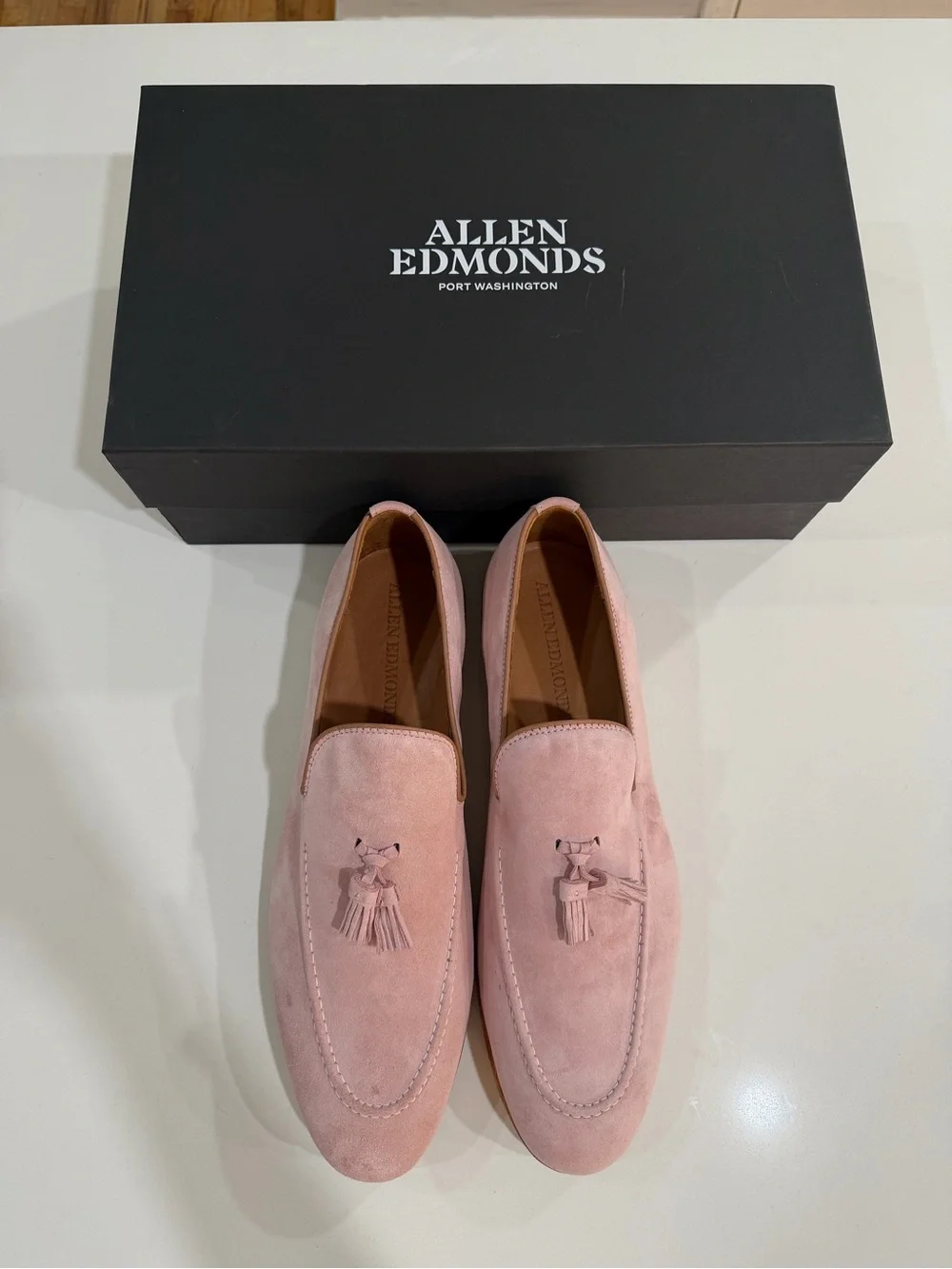 Allen Edmonds Pink Suede Tassel Loafers